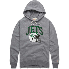 New York Jets Homage Retro Helmet Raglan Pullover Tri-Blend Hoodie - Gray Hoodies