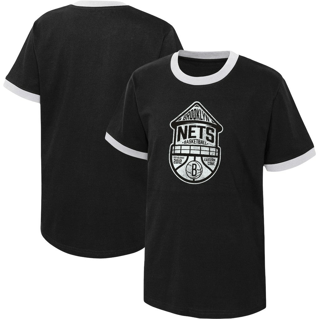 Brooklyn Nets Youth Hoop City Hometown Ringer T-Shirt Black outlet