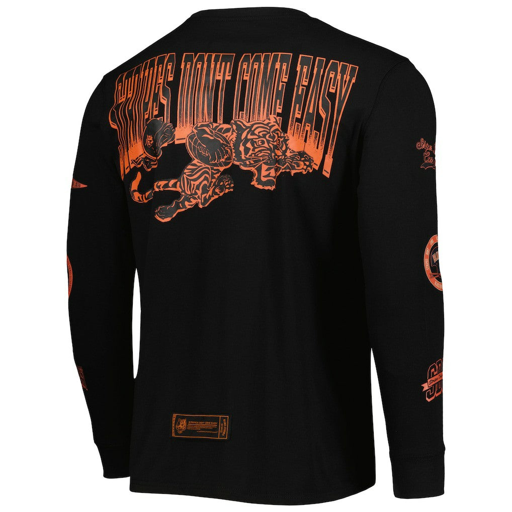 Cincinnati Bengals x BlaCkOWned Unisex Stripes Don't Come Easy Long Sleeve T-Shirt - Black T-shirts