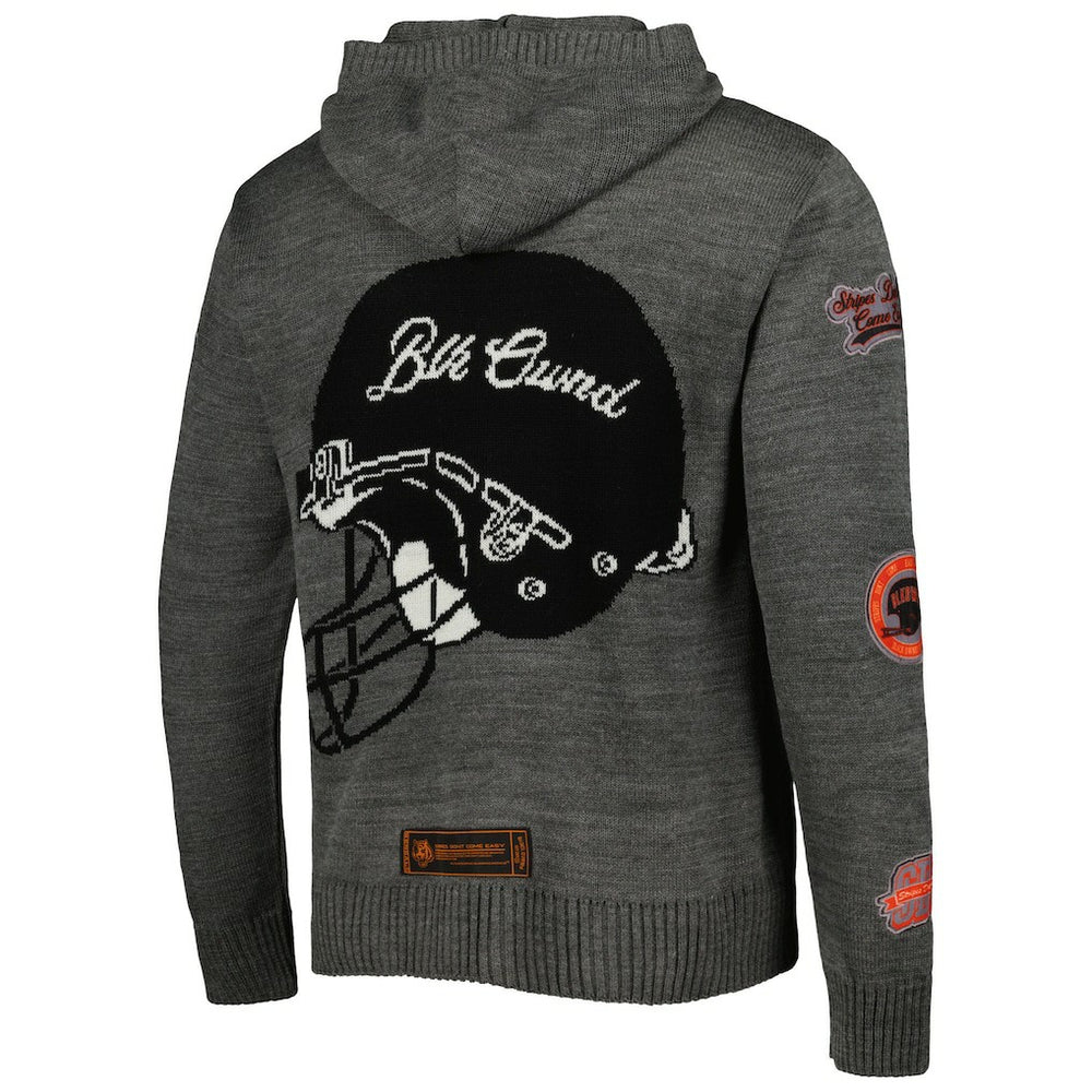 Cincinnati Bengals x BlaCkOWned Stripes Don't Come Easy Pullover Hoodie - Gray Hoodies