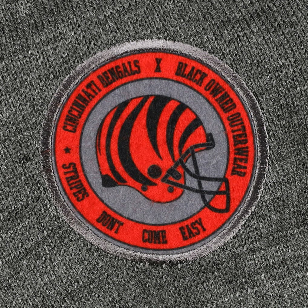 Cincinnati Bengals x BlaCkOWned Stripes Don't Come Easy Pullover Hoodie - Gray Hoodies