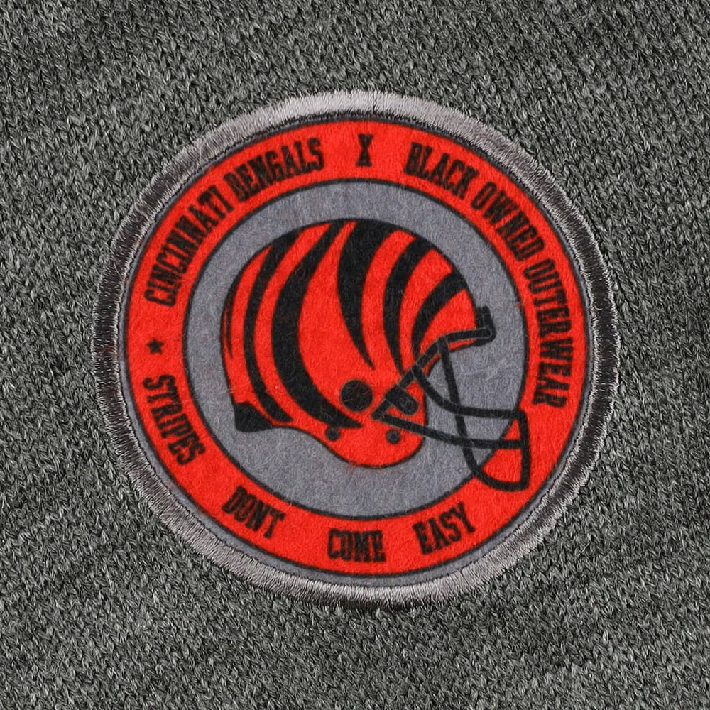 Cincinnati Bengals x BlaCkOWned Stripes Don't Come Easy Pullover Hoodie - Gray Hoodies