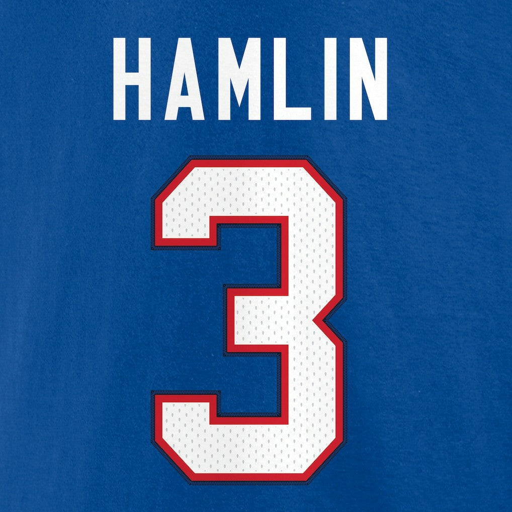 Damar Hamlin Buffalo Bills Icon Name & Number T-Shirt - Royal T-shirts