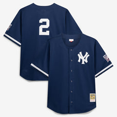Derek Jeter New York Yankees Mitchell & Ness Cooperstown Collection Mesh Batting Practice Button-Up Jersey - Navy Jerseys