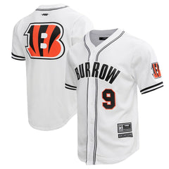 Joe Burrow Cincinnati Bengals Pro Standard Mesh Baseball Button-Up T-Shirt - White T-shirts