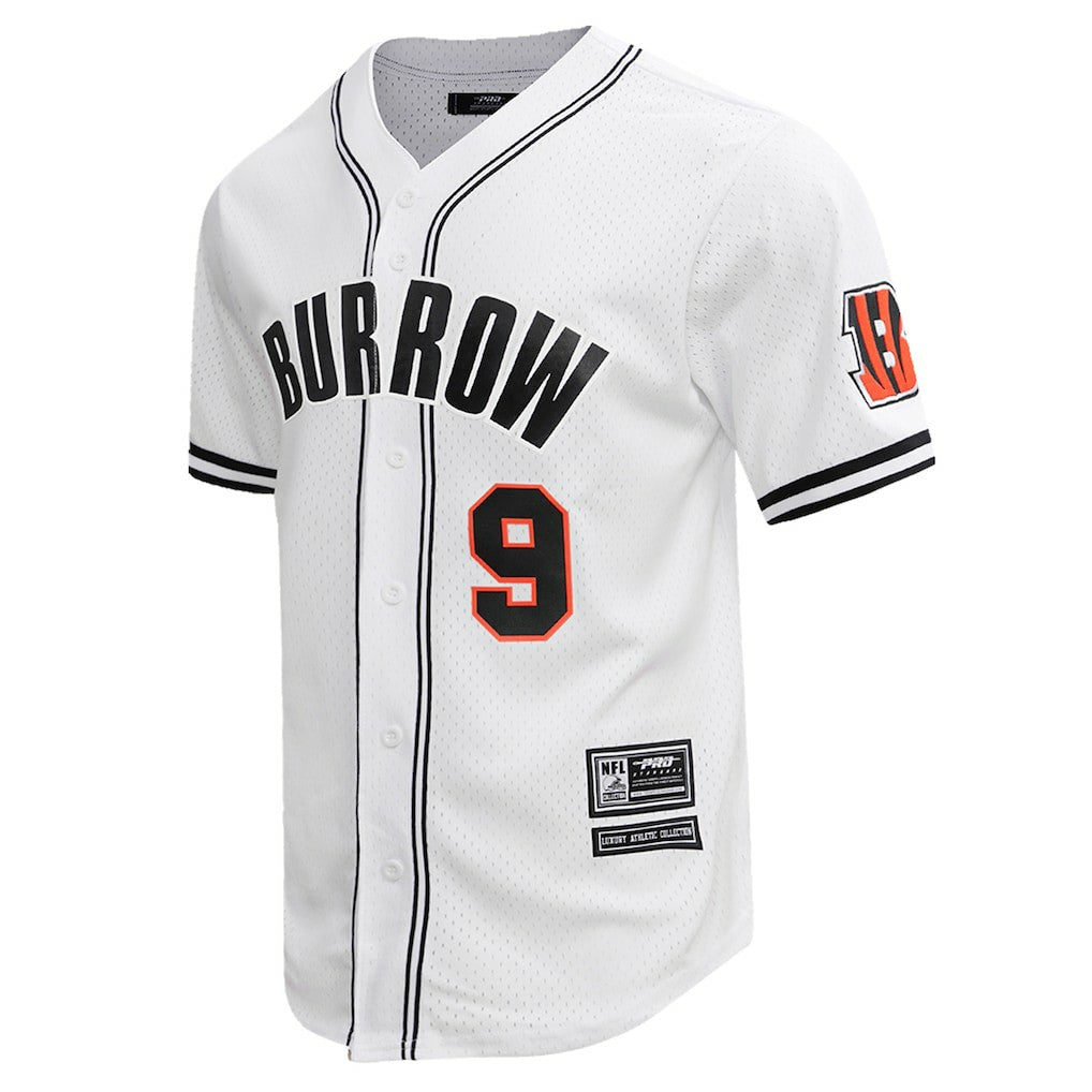 Joe Burrow Cincinnati Bengals Pro Standard Mesh Baseball Button-Up T-Shirt - White T-shirts