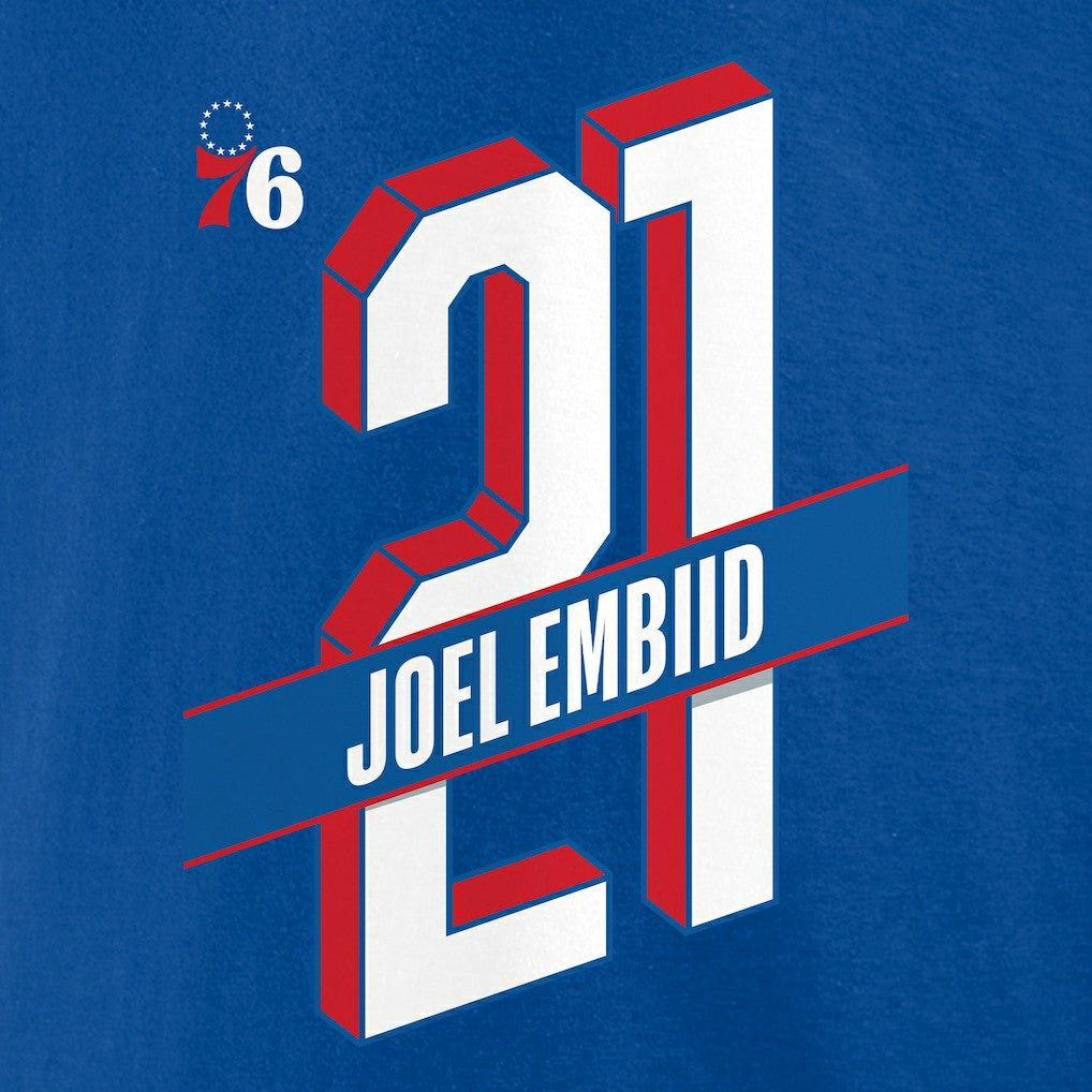 Joel Embiid Philadelphia 76ers Full-Court Press Name & Number T-Shirt Royal