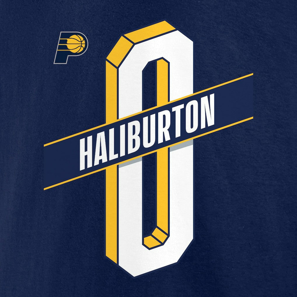 Tyrese Haliburton Indiana Pacers Full-Court Press Name & Number T-Shirt Navy