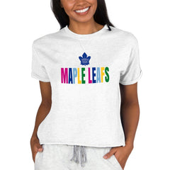 Toronto Maple Leafs Concepts Sport Women's Tri-Blend Mainstream Terry Short Sleeve Sweatshirt Top - Oatmeal | US 5294995