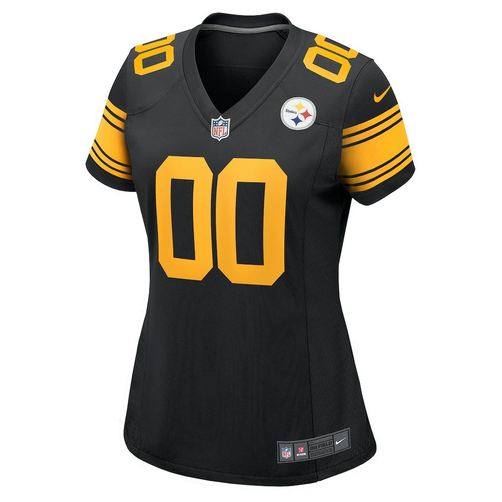 Pittsburgh Steelers Women's Alternate Custom Game Jersey - Black Jerseys