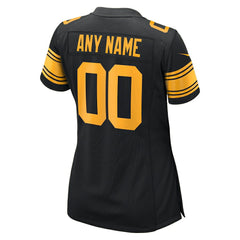 Pittsburgh Steelers Women's Alternate Custom Game Jersey - Black Jerseys
