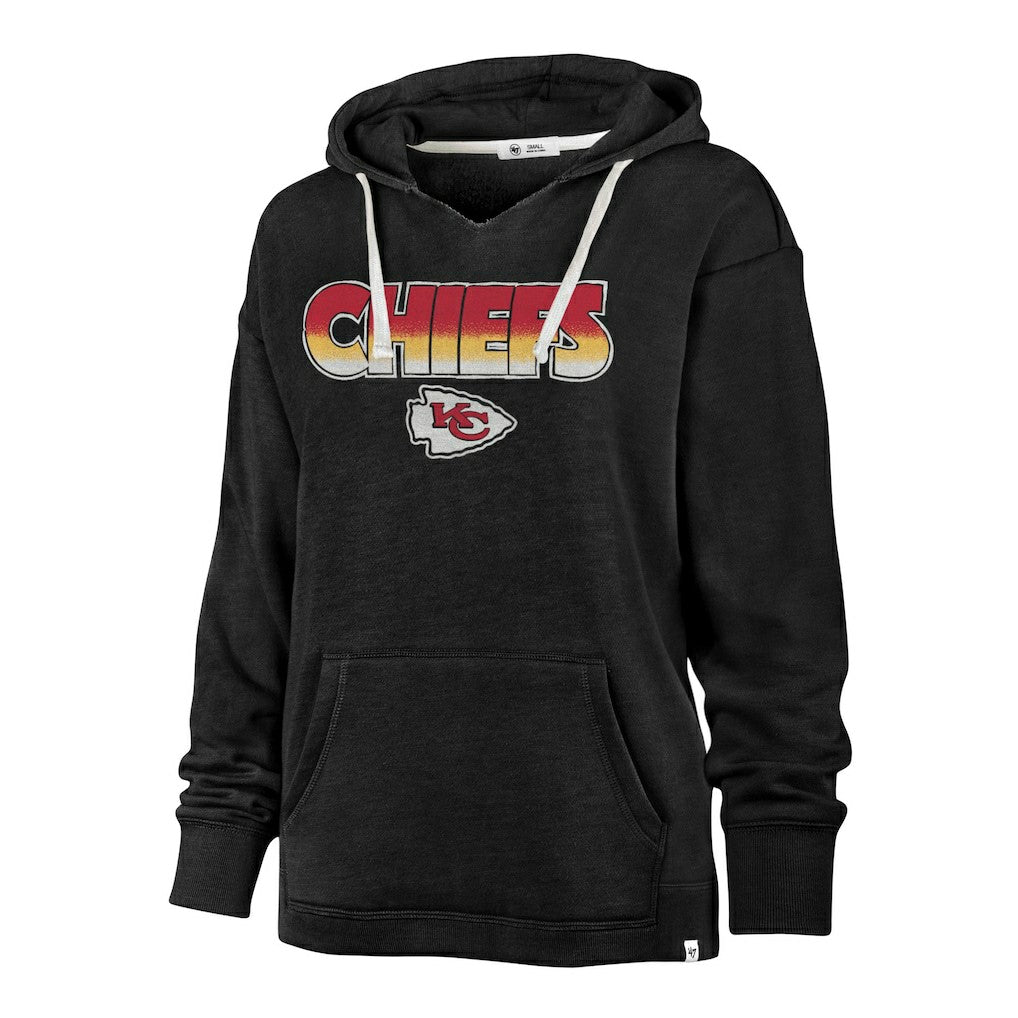 Kansas City Chiefs '47 Women's Color Rise Kennedy Pullover Hoodie - Black Hoodies