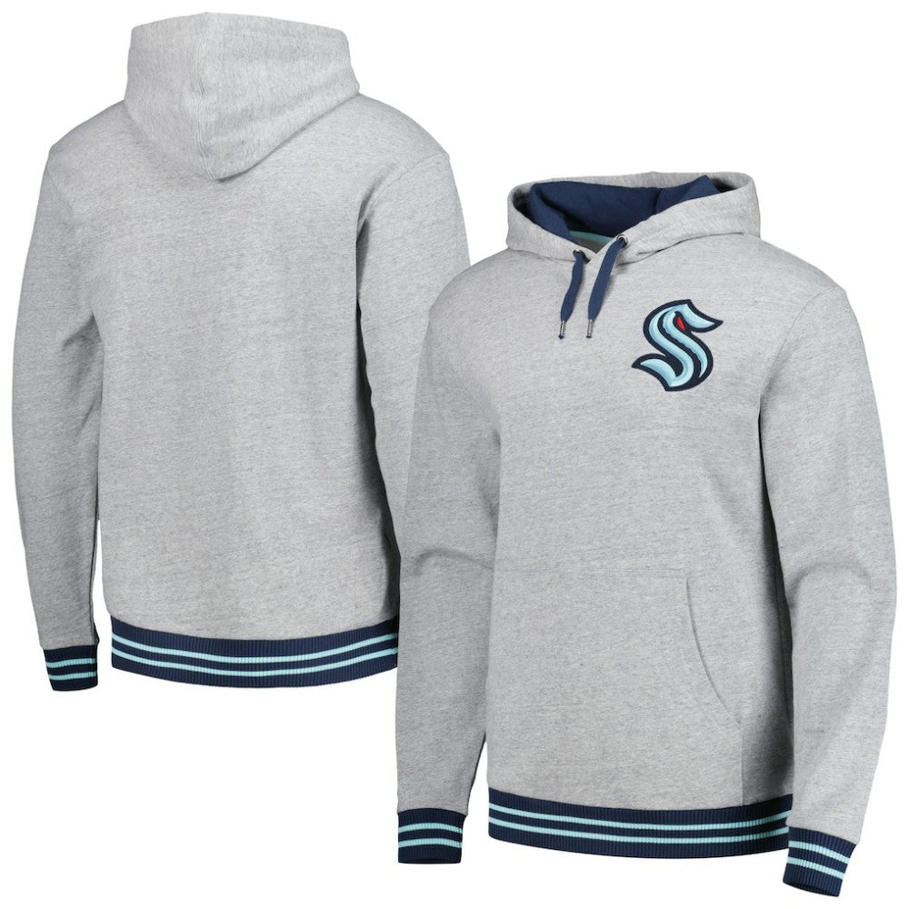 Seattle Kraken Mitchell & Ness Classic French Terry Pullover Hoodie - Heather Gray | US 5298375