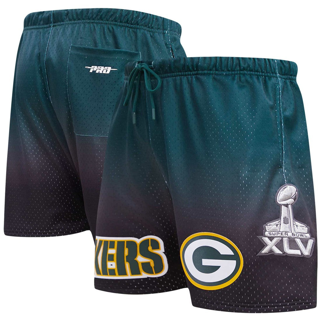 Green Bay Packers Pro Standard Ombre Mesh Shorts - Black/Green Shorts