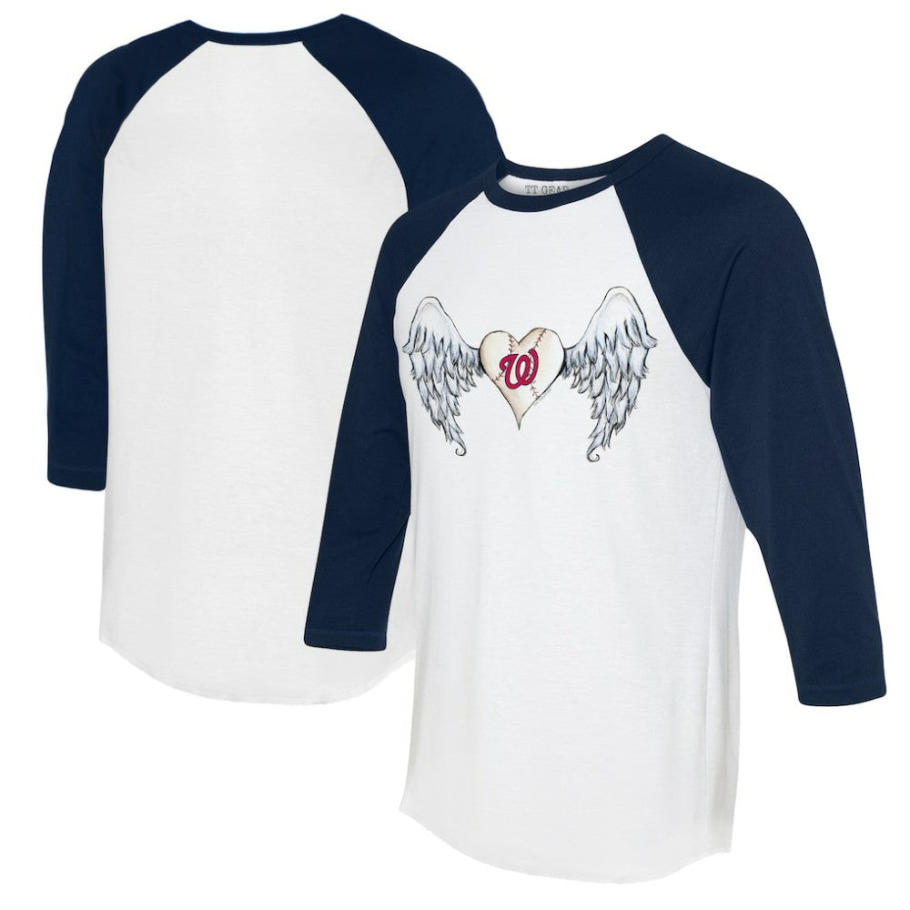 Washington Nationals Tiny Turnip Women's Angel Wings 3/4-Sleeve Raglan T-Shirt - White/Navy T-shirts