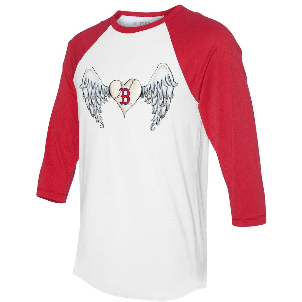 Boston Red Sox Tiny Turnip Women's Angel Wings 3/4-Sleeve Raglan T-Shirt - White/Red T-shirts