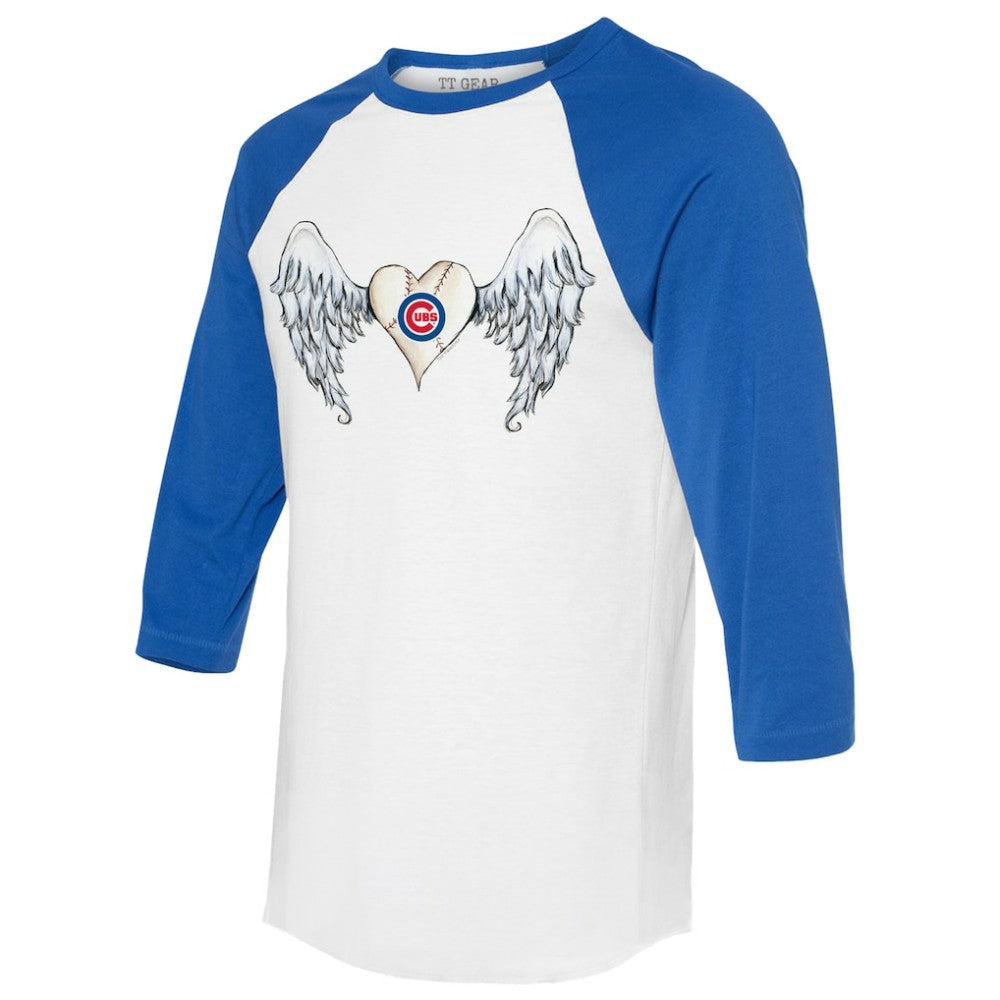 Chicago Cubs Tiny Turnip Women's Angel Wings 3/4-Sleeve Raglan T-Shirt - White/Royal T-shirts