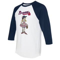 Atlanta Braves Tiny Turnip Women's Babes 3/4-Sleeve Raglan T-Shirt - White/Navy T-shirts