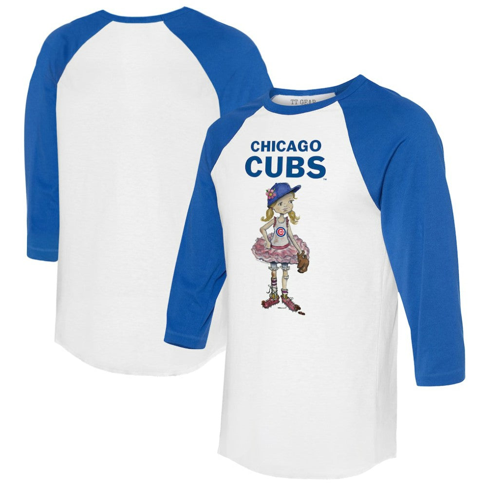 Chicago Cubs Tiny Turnip Women's Babes 3/4-Sleeve Raglan T-Shirt - White/Royal T-shirts