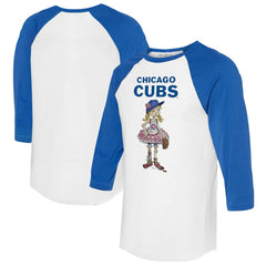 Chicago Cubs Tiny Turnip Women's Babes 3/4-Sleeve Raglan T-Shirt - White/Royal T-shirts