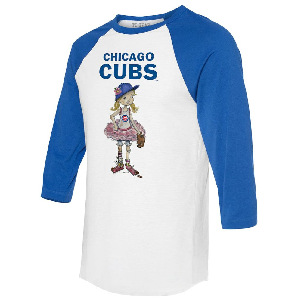 Chicago Cubs Tiny Turnip Women's Babes 3/4-Sleeve Raglan T-Shirt - White/Royal T-shirts