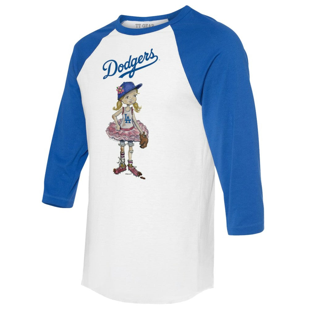 Los Angeles Dodgers Tiny Turnip Women's Babes 3/4-Sleeve Raglan T-Shirt - White/Royal T-shirts