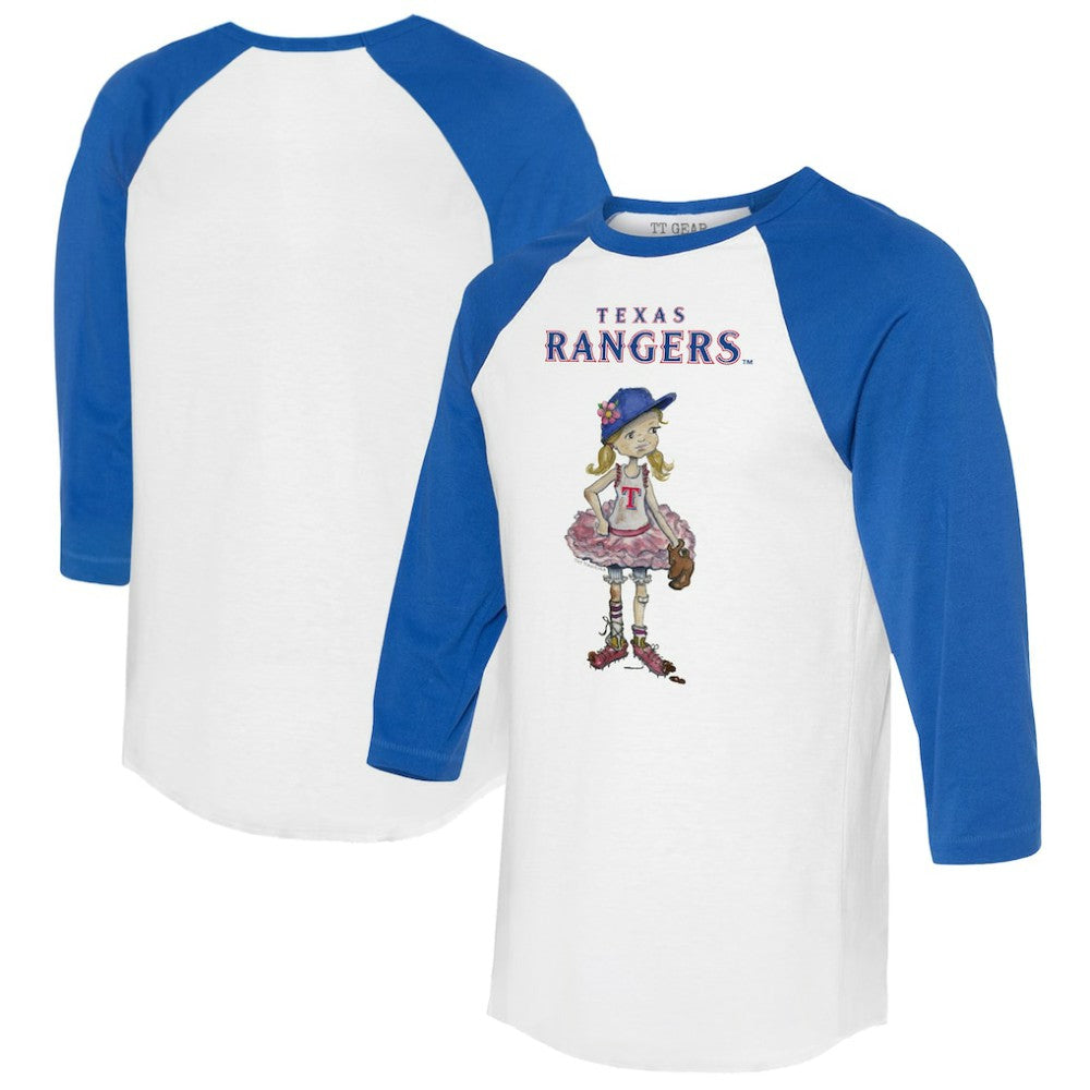 Texas Rangers Tiny Turnip Women's Babes 3/4-Sleeve Raglan T-Shirt - White/Royal T-shirts