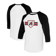 Arizona Diamondbacks Tiny Turnip Women's Base Stripe 3/4-Sleeve Raglan T-Shirt - White/Black T-shirts