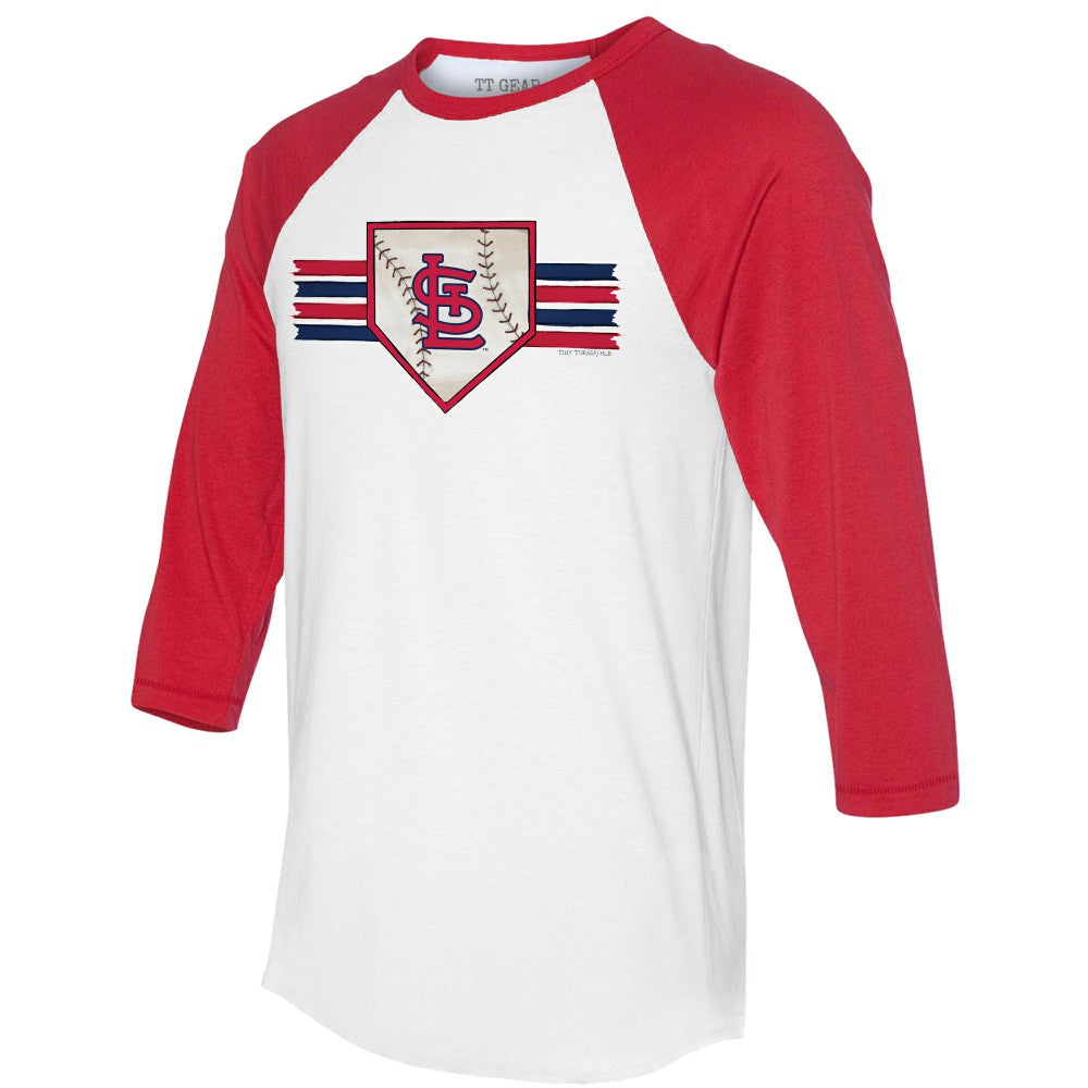 St. Louis Cardinals Tiny Turnip Women's Base Stripe 3/4-Sleeve Raglan T-Shirt - White/Red T-shirts