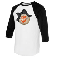 San Francisco Giants Tiny Turnip Women's Baseball Bow 3/4-Sleeve Raglan T-Shirt - White/Black T-shirts