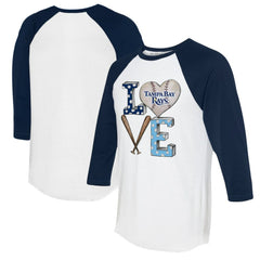 Tampa Bay Rays Tiny Turnip Women's Baseball Love Raglan 3/4-Sleeve T-Shirt - White/Navy T-shirts