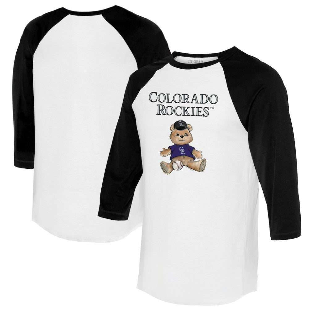 Colorado Rockies Tiny Turnip Women's Teddy Boy 3/4-Sleeve Raglan T-Shirt - White/Black T-shirts