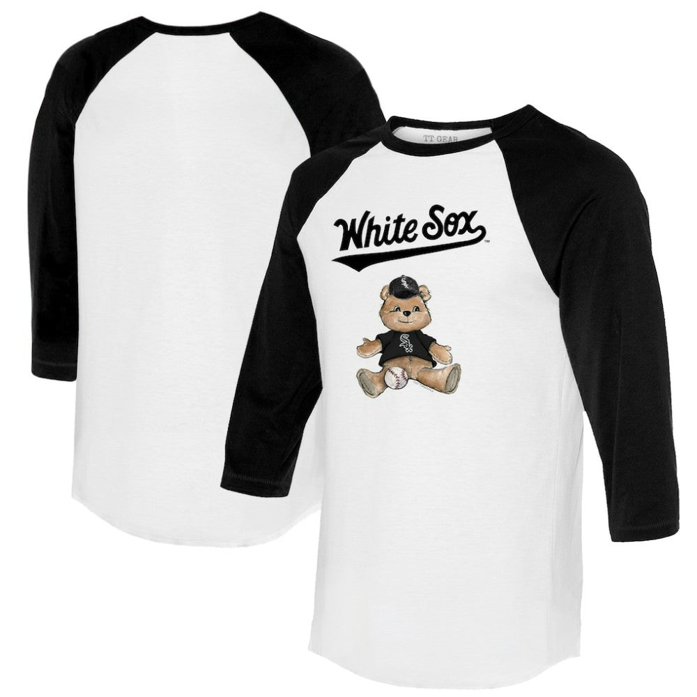 Chicago White Sox Tiny Turnip Women's Teddy Boy 3/4-Sleeve Raglan T-Shirt - White/Black T-shirts