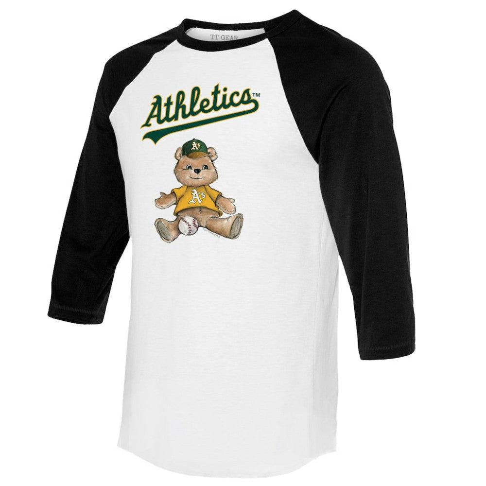 Athletics Tiny Turnip Women's Teddy Boy 3/4-Sleeve Raglan T-Shirt - White/Black T-shirts