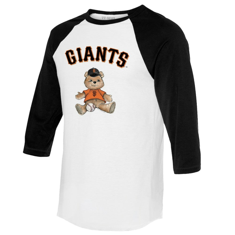 San Francisco Giants Tiny Turnip Women's Teddy Boy 3/4-Sleeve Raglan T-Shirt - White/Black T-shirts