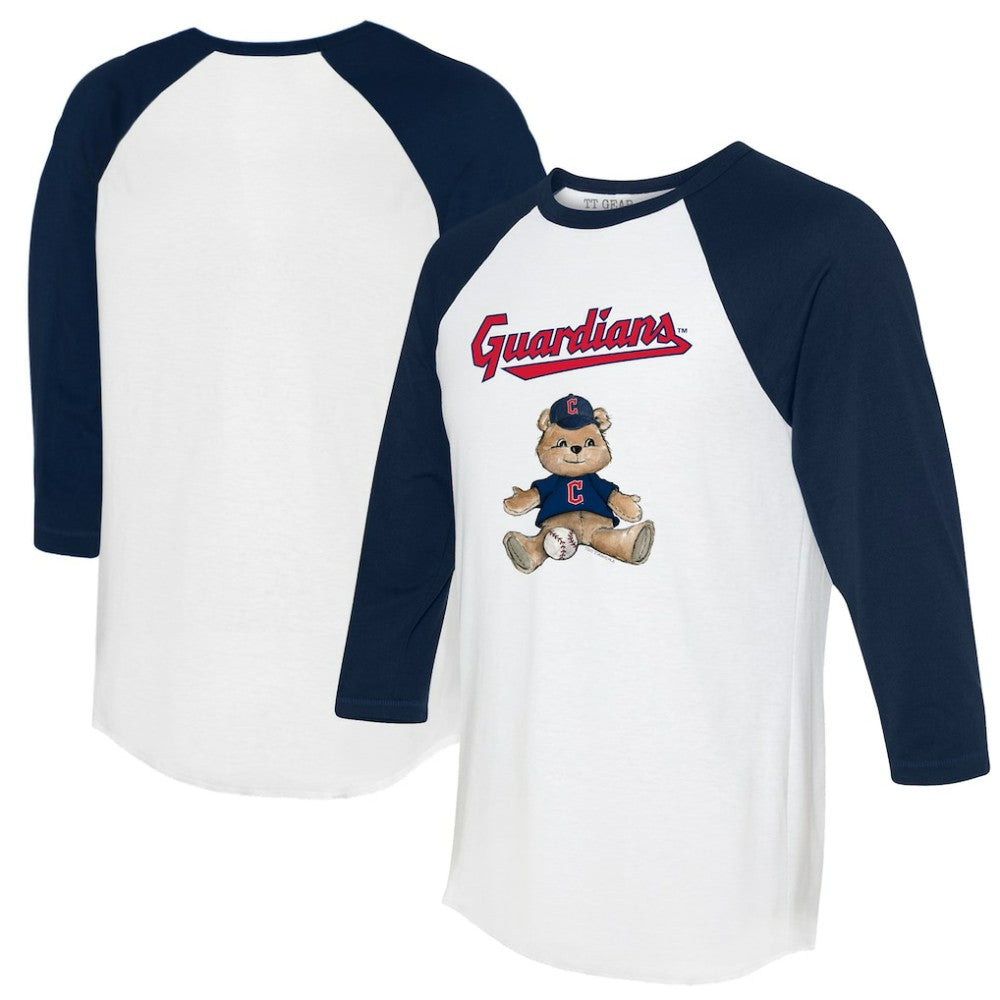 Cleveland Guardians Tiny Turnip Women's Teddy Boy 3/4-Sleeve Raglan T-Shirt - White/Navy T-shirts