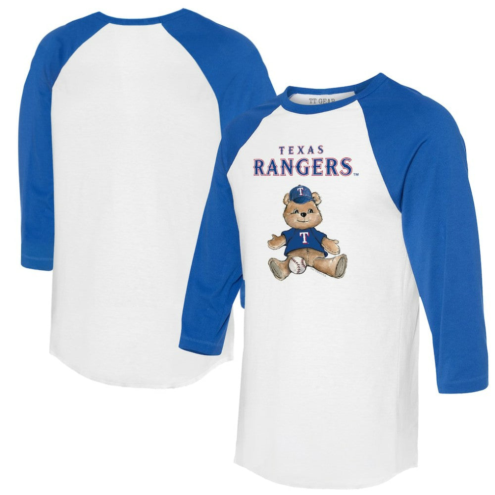 Texas Rangers Tiny Turnip Women's Teddy Boy 3/4-Sleeve Raglan T-Shirt - White/Royal T-shirts