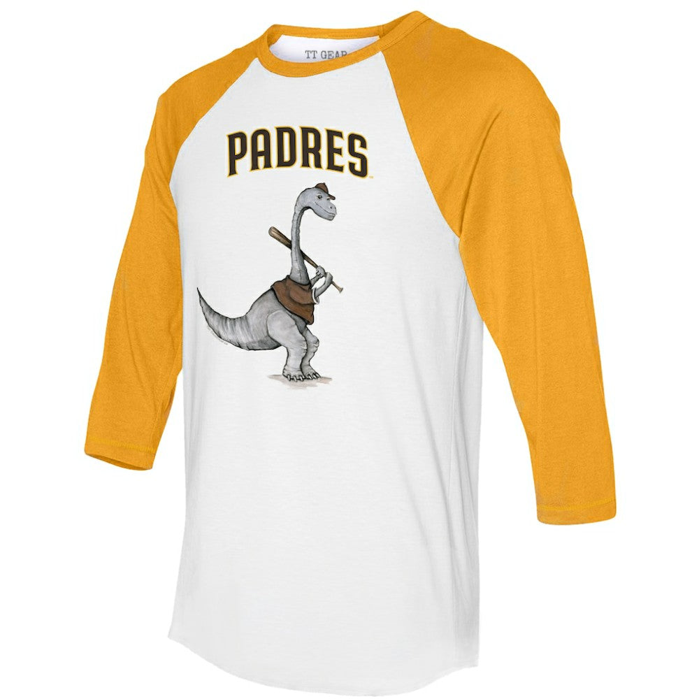 San Diego Padres Tiny Turnip Women's Bronto 3/4-Sleeve Raglan T-Shirt - White/Gold T-shirts