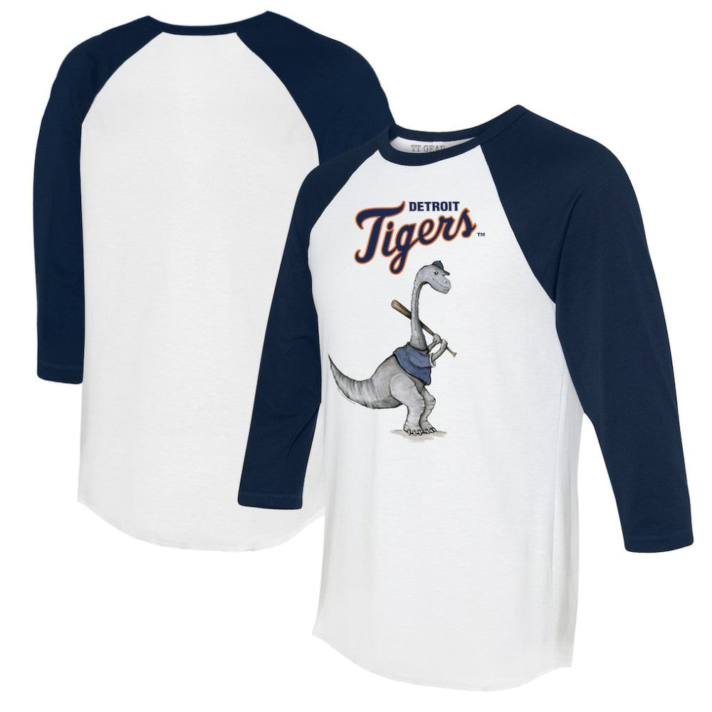 Detroit Tigers Tiny Turnip Women's Bronto 3/4-Sleeve Raglan T-Shirt - White/Navy T-shirts