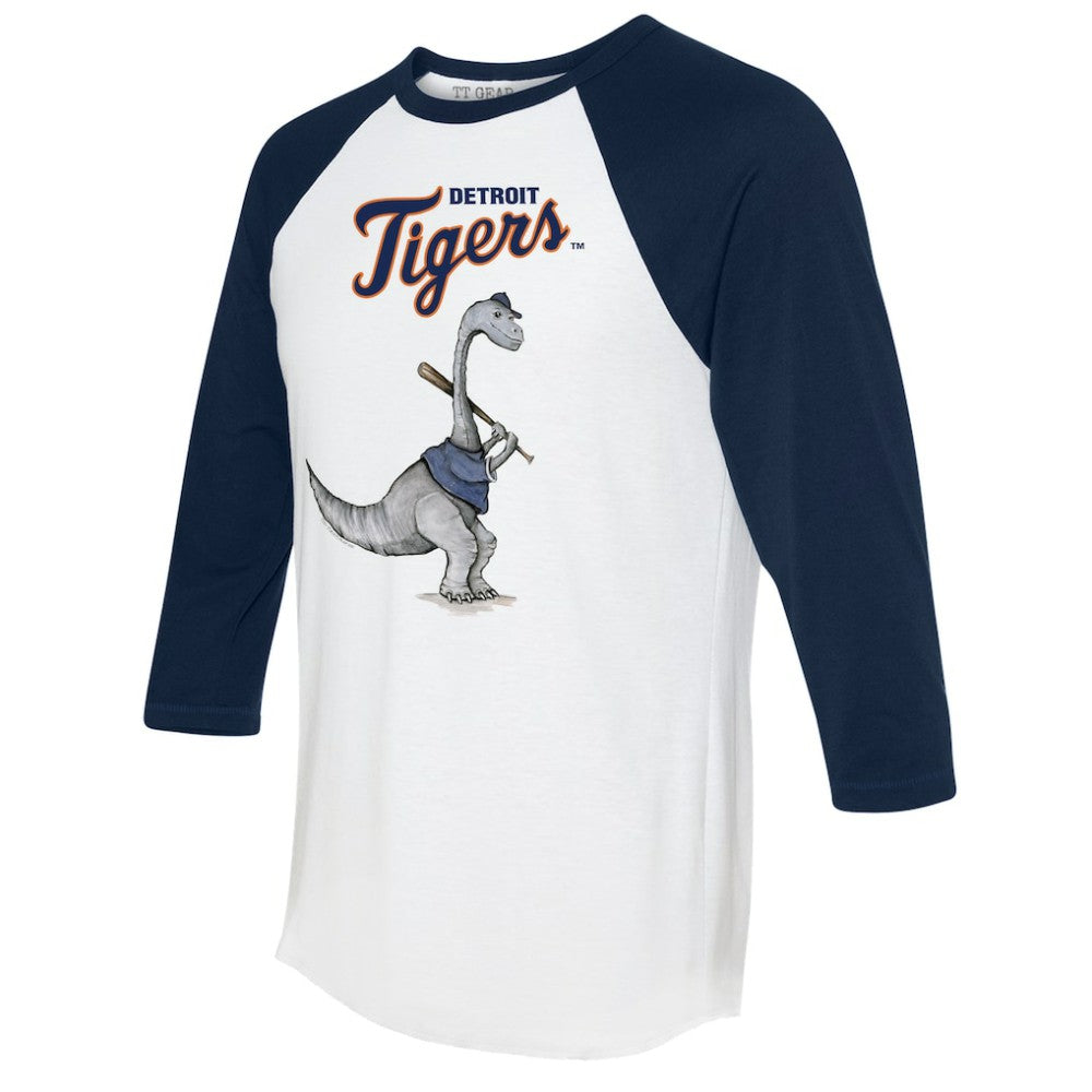 Detroit Tigers Tiny Turnip Women's Bronto 3/4-Sleeve Raglan T-Shirt - White/Navy T-shirts