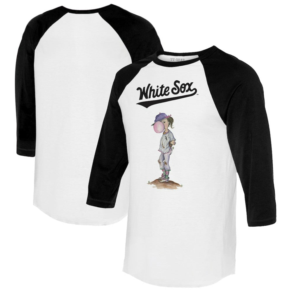 Chicago White Sox Tiny Turnip Women's Bubbles 3/4-Sleeve Raglan T-Shirt - White/Black T-shirts