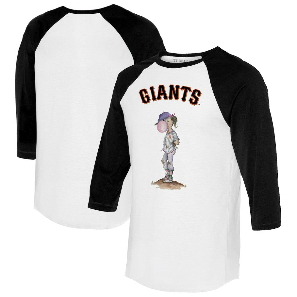 San Francisco Giants Tiny Turnip Women's Bubbles 3/4-Sleeve Raglan T-Shirt - White/Black T-shirts