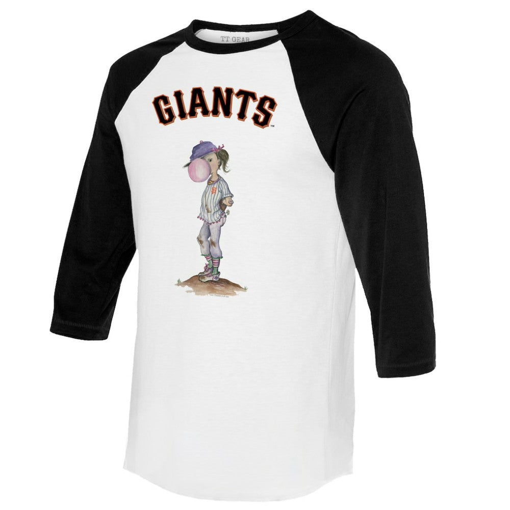 San Francisco Giants Tiny Turnip Women's Bubbles 3/4-Sleeve Raglan T-Shirt - White/Black T-shirts