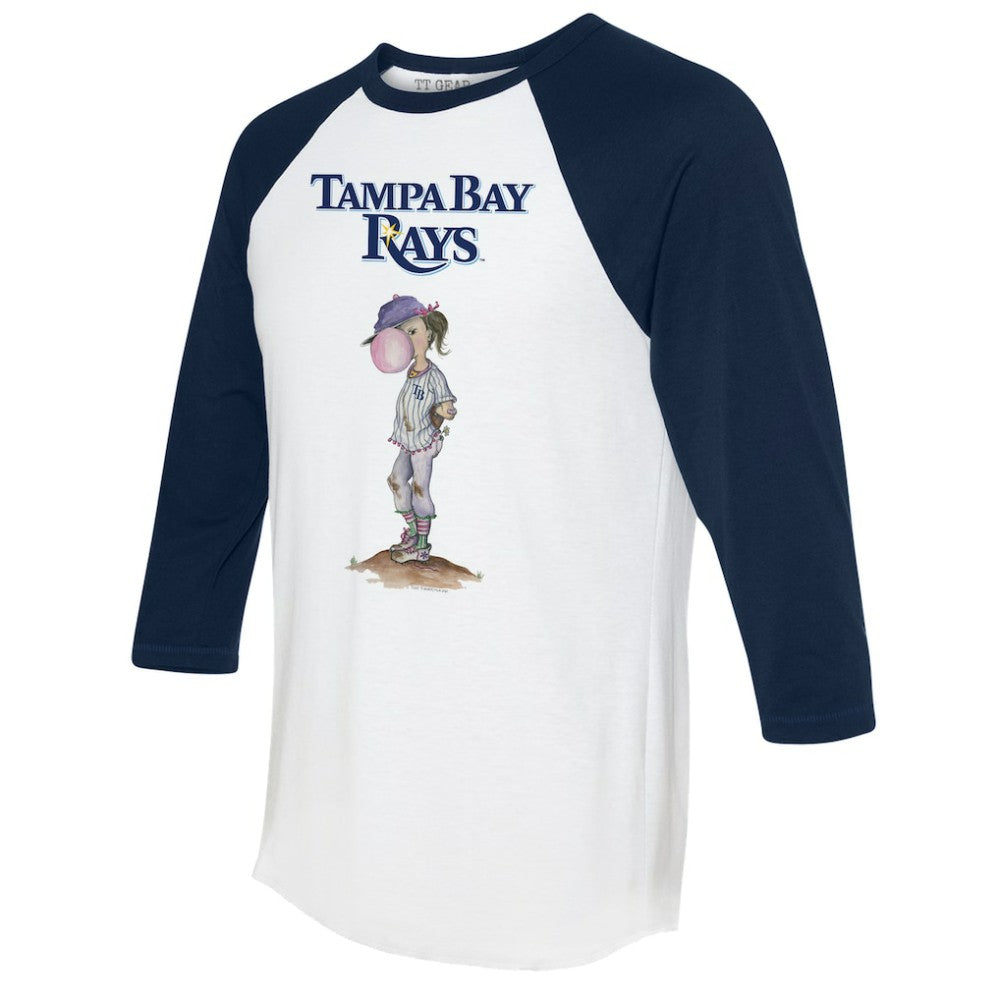 Tampa Bay Rays Tiny Turnip Women's Bubbles 3/4-Sleeve Raglan T-Shirt - White/Navy T-shirts