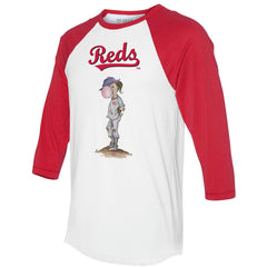 Cincinnati Reds Tiny Turnip Women's Bubbles 3/4-Sleeve Raglan T-Shirt - White/Red T-shirts