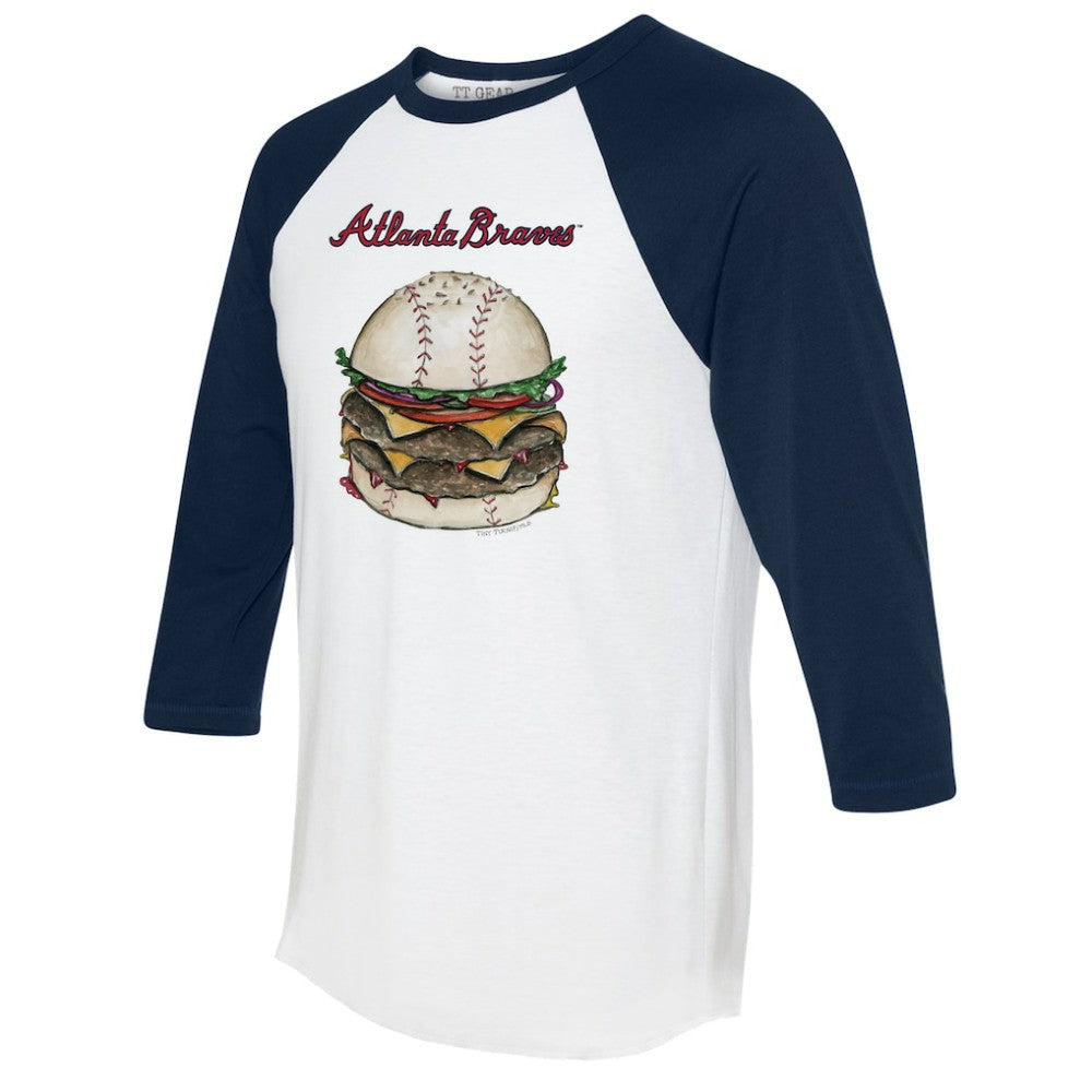 Atlanta Braves Tiny Turnip Women's Burger 3/4-Sleeve Raglan T-Shirt - White/Navy T-shirts