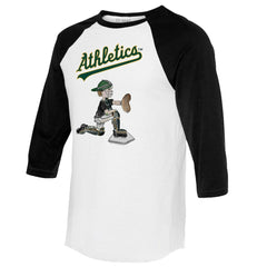 Athletics Tiny Turnip Women's Caleb 3/4-Sleeve Raglan T-Shirt - White/Black T-shirts