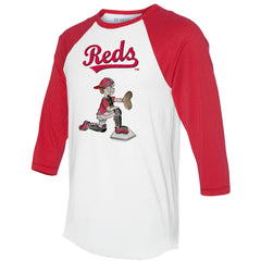 Cincinnati Reds Tiny Turnip Women's Caleb 3/4-Sleeve Raglan T-Shirt - White/Red T-shirts