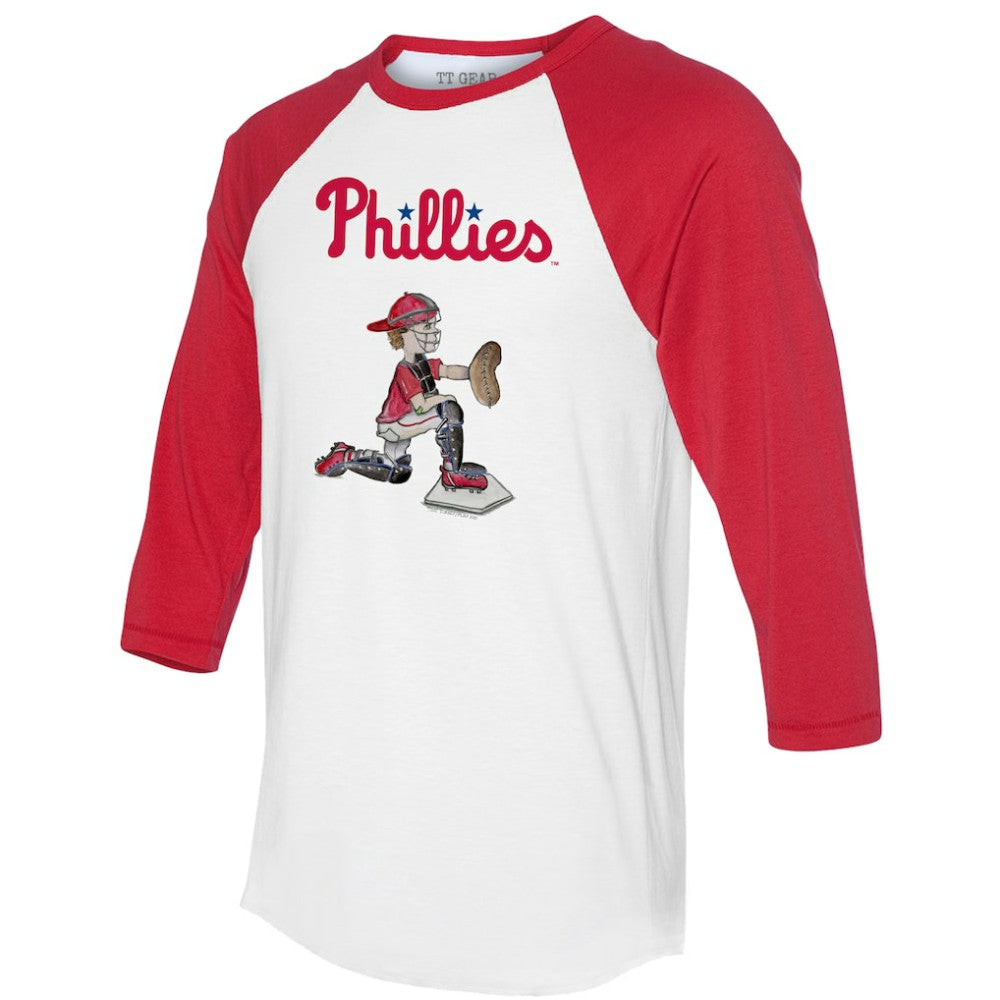 Philadelphia Phillies Tiny Turnip Women's Caleb 3/4-Sleeve Raglan T-Shirt - White/Red T-shirts