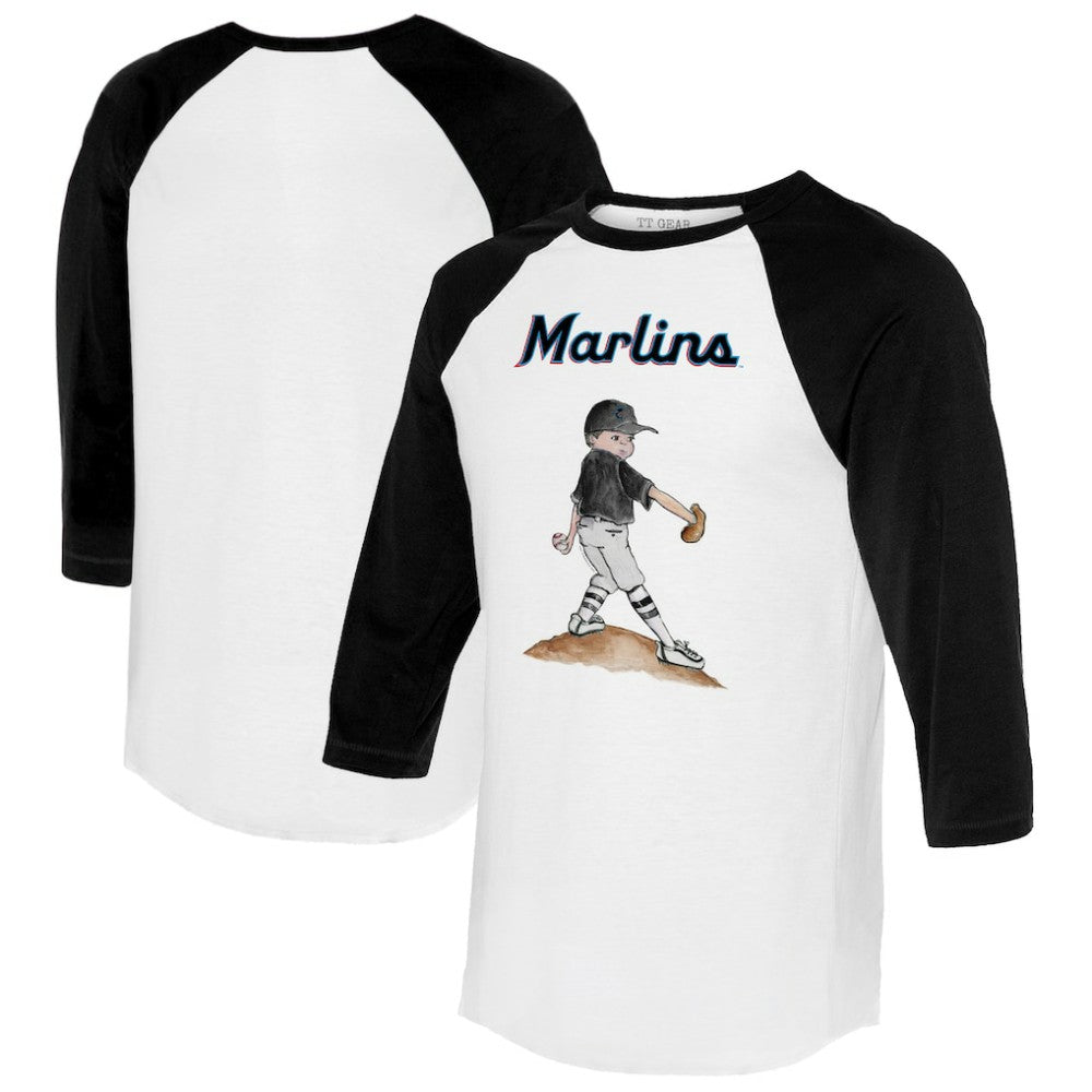 Miami Marlins Tiny Turnip Women's Clemente 3/4-Sleeve Raglan T-Shirt - White/Black T-shirts